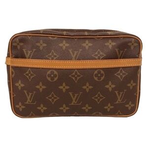 Louis Vuitton Monogram Brown Shoulder Clutch Pouch Bag Compigne